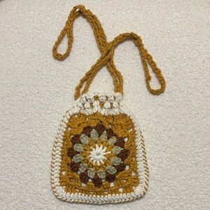 Handcrafted Crochet Granny Square Drawstring Purse